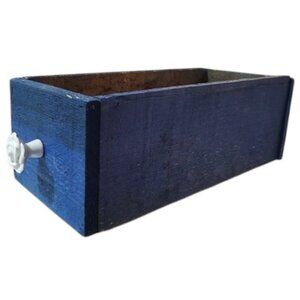Cute Country Farm Blue Recycled Wood Box, Drawer or Planter